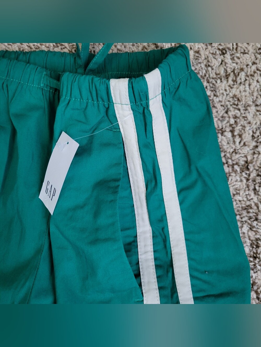 Gap Organic Cotton Poplin Relaxed Easy Stripe Pants Baize Green Barrel XS NWT - Picture 5 of 10